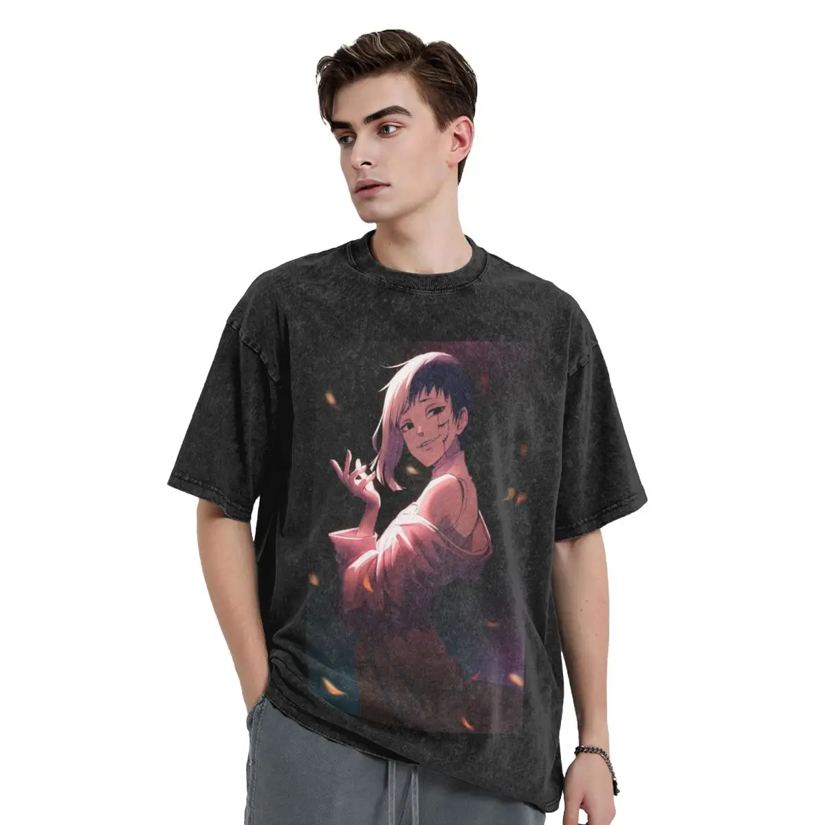 Gen Asagiri Dr Stone Apan Anime Washed T Shirts Printed Short Sleeve Hip Hop T-Shirt Streetwear Tops Tees for Men Women
