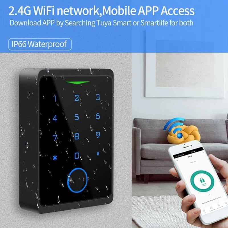 لوحة مفاتيح جديدة للتحكم في الوصول واي فاي، وحدة تحكم ببصمة الإصبع، بطاقة 125 كيلو هرتز، فتاحة قفل الباب، لوحة مفاتيح باب التطبيق، قفل باب التحكم عن بعد