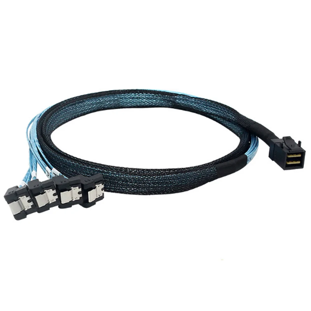 كابل SFF-8643 Mini-SAS إلى SATA، كابل SFF-8643 إلى SATA Breakout SFF 8643 إلى 4X SATA Mini SAS HD إلى SATA 90 درجة الزاوية اليمنى