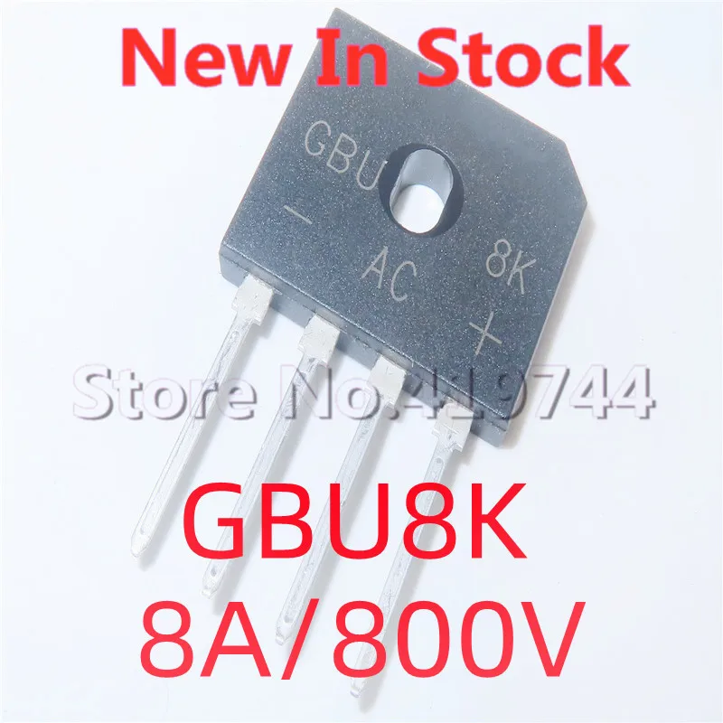 2PCS/LOT GBU8K 8A/800V DIP-4 rectifier bridge flat bridge bridge stack  In Stock New Original