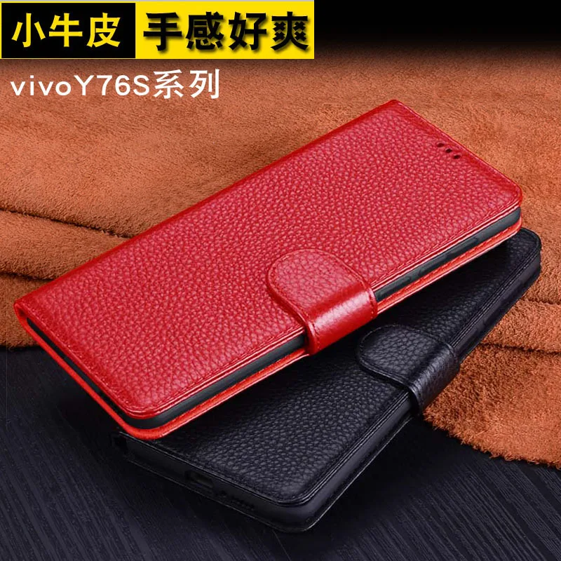 

Hot Y76s New Luxury Genuine Leather Phone Cover Case For Vivo Y76s Kickstand Holster Phone Cases Protective Full Funda