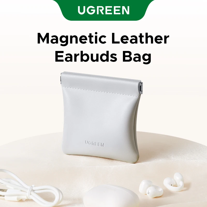 UGREEN Earphone Case Magnetic Leather Bag for Bluetooth Earbuds