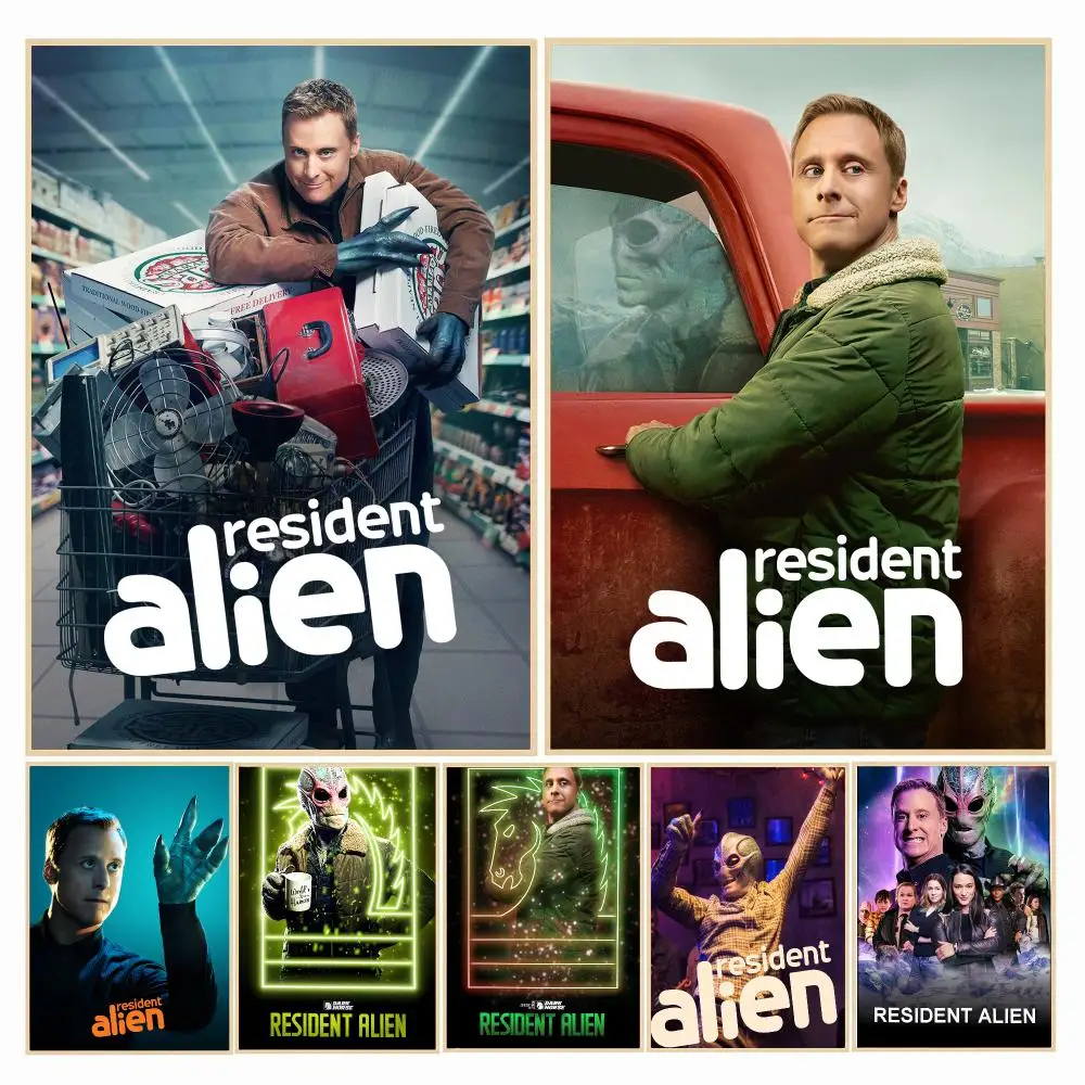 tv series R-Resident Alien-N Poster Decorative Wall Art Sticker for Cafe Office Bedroom and Living Room