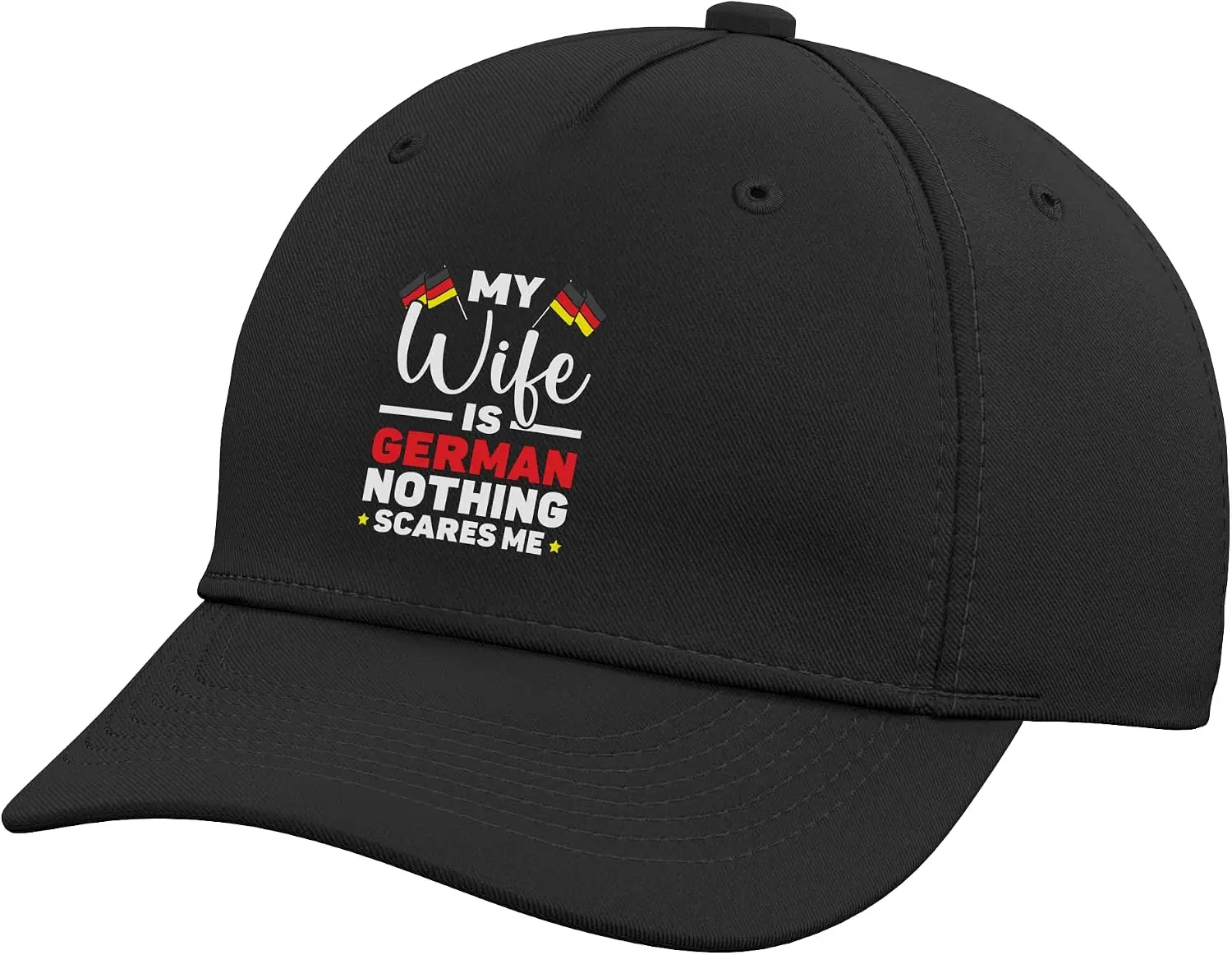 My Wife Is German Nothing Scares Me Husband Germany Flag Adjustable Baseball Hat Printed Soft Cotton Men's Hat Gift