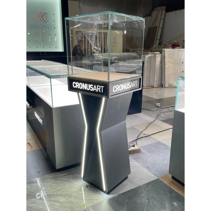 custom.Designer Luxury Modern Jewelry LED Lighting Glass/Wood/Metal Construction Easy Assembly Indoor Wangdian Display