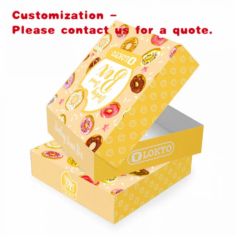 custom.LOKYO Disposable Packaging Biscuit Donut Mochi Bakery Takeaway Take Out Paper Box with Custom