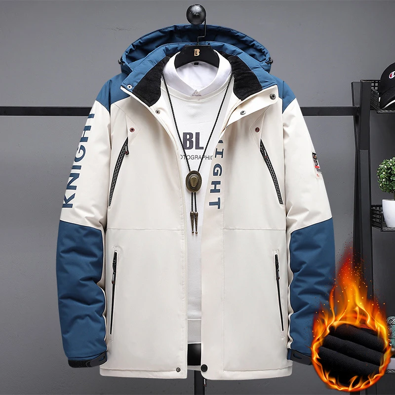 Outdoor Zwarte Mode Parka Zip Up Jas Winter Dik Fluwelen Oversize 7XL 8XL 9XL Jas voor mannen Winddicht Waterdichte Kleding