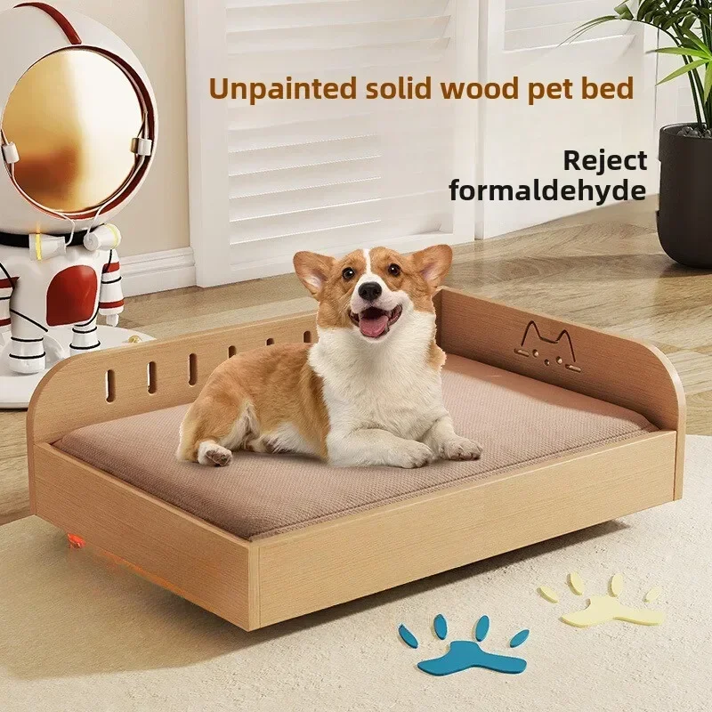 Solid Wood Pet Bed Four Seasons Universal Detachable Washable Dog Bed Princess Bed for Teddy and Bichon