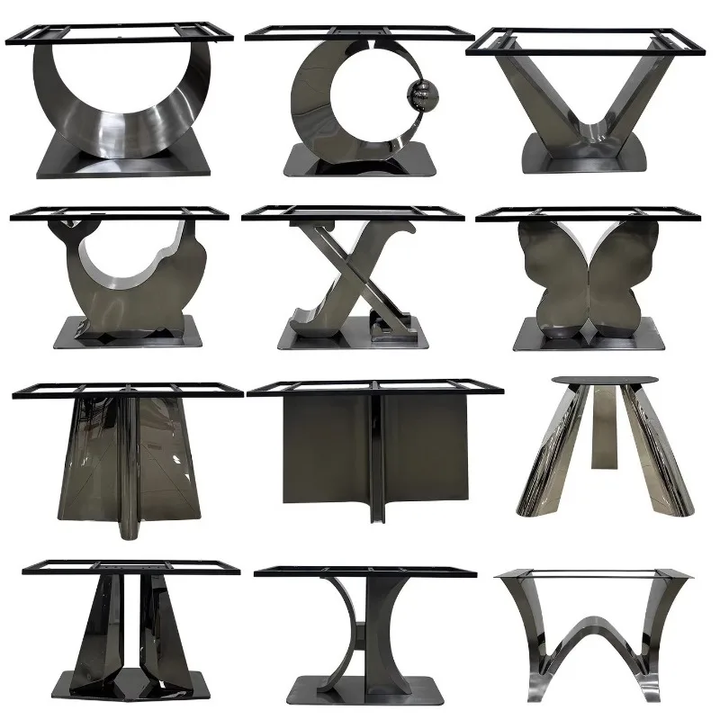 Stainless steel metal dining table legs  tripod luxury stone marble round long  base entrance tea table dining table foot