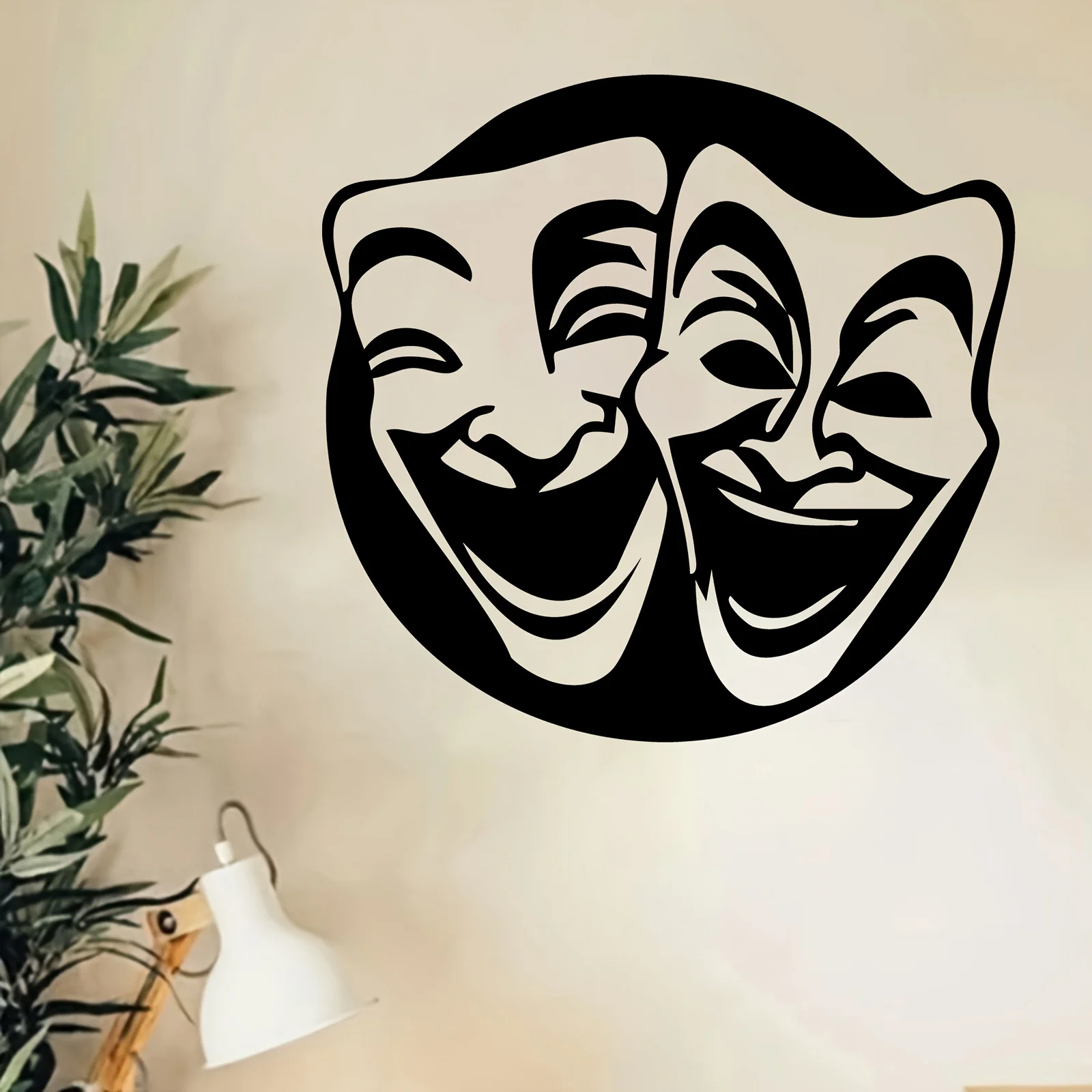 CIFBUY Metal Wall Art Iron Hanging Decor 2D Sculpture Comedy Tragedy Masks Rustproof Theater For Garden Fence Home Drama Lover