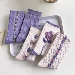 Fashion INS Harajuku Retro Woman Floral Vintage Purple Socks Ethnic Kawaii Cute Cotton Casual Breathable Ladies Girls Funny Sox