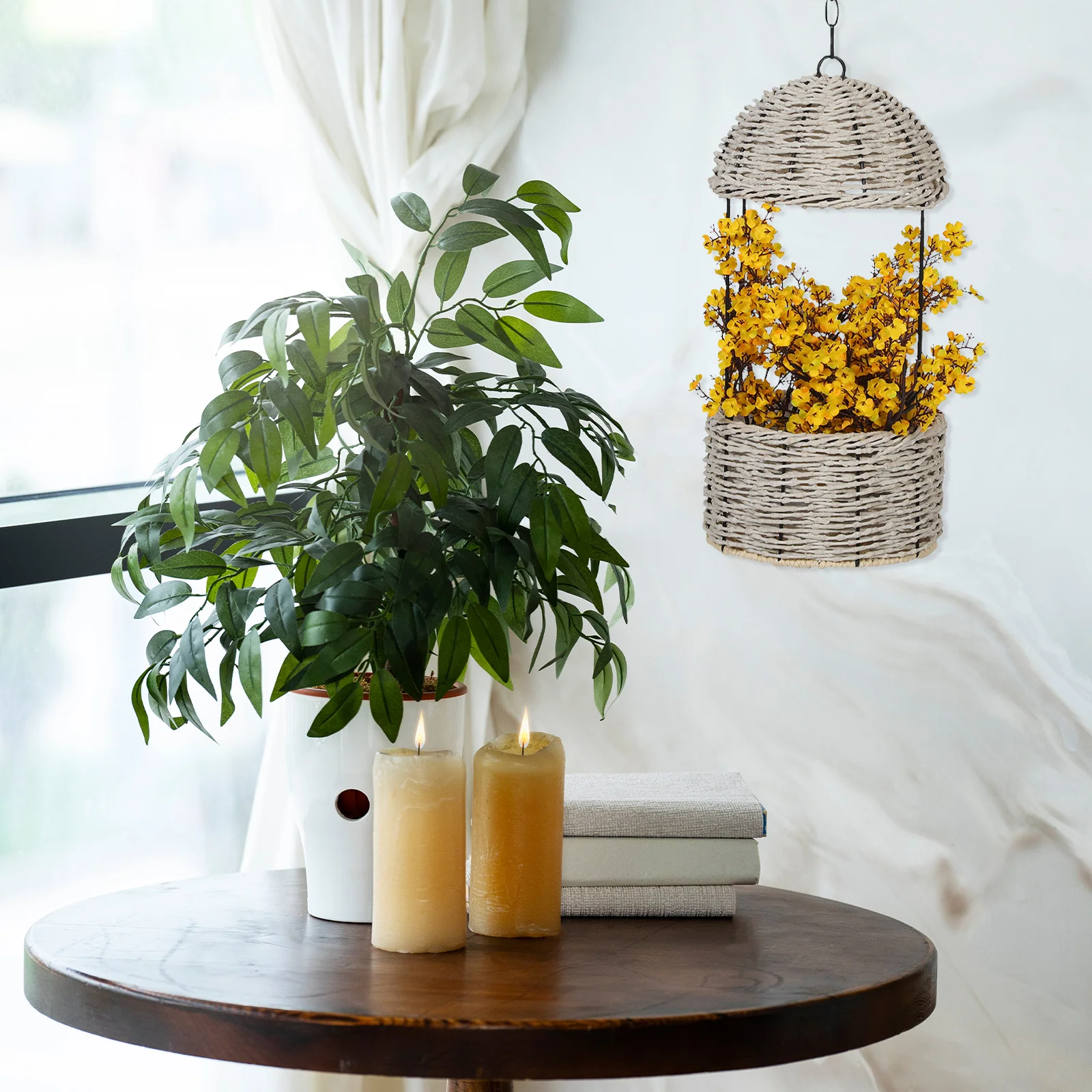 

Hanging Flower Basket Flowerpot Wall Desktop Decorative Braided for Door Hand Woven Baskets Flowers Front Handmade Plant