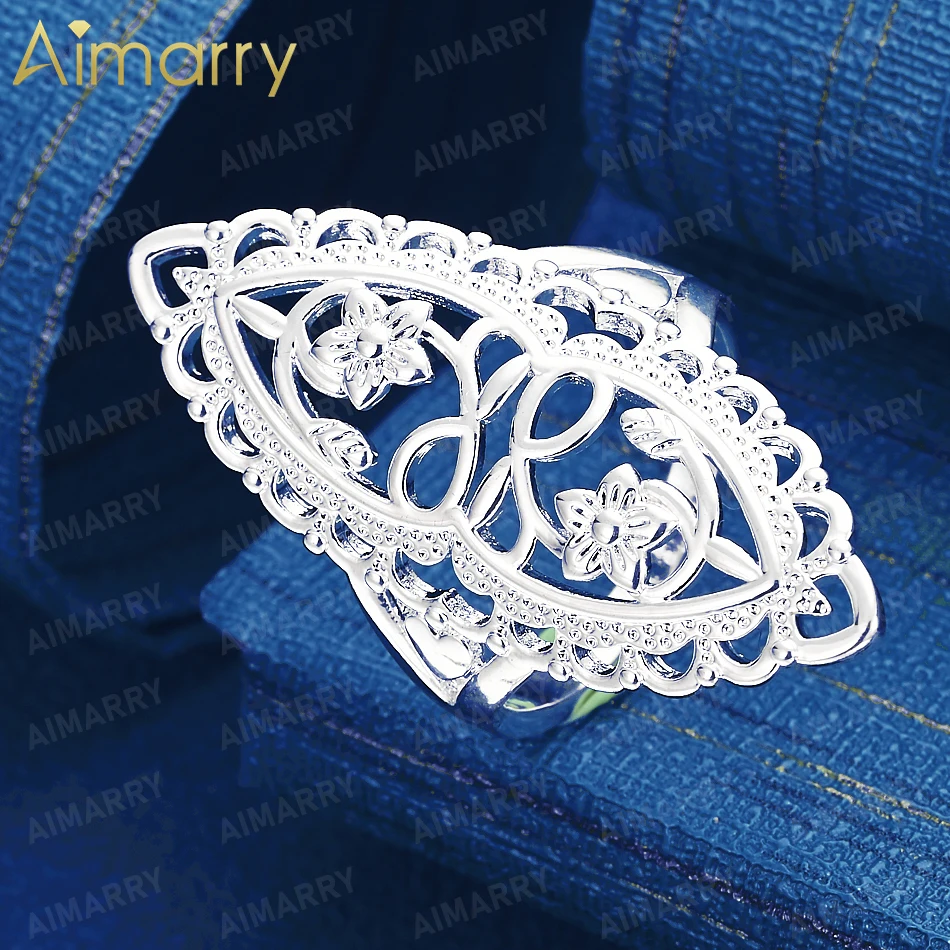 925 Sterling Silver 6-10# Palace Style Hollow Flower Leaf Ring Women's Party Banquet Anniversary High-quality Fashion Jewelry