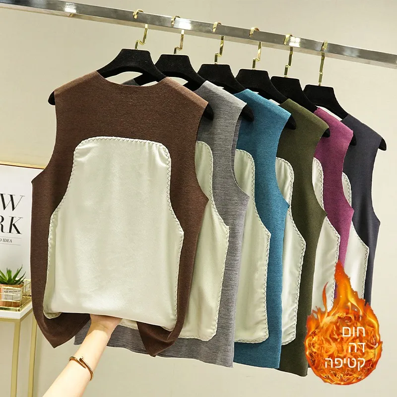 

Men's Thermal Fleece Lined Thickened Vest Sleeveless T-Shirt Warm Cotton Heat Generating Vest V-Neck Home Wear Underwear