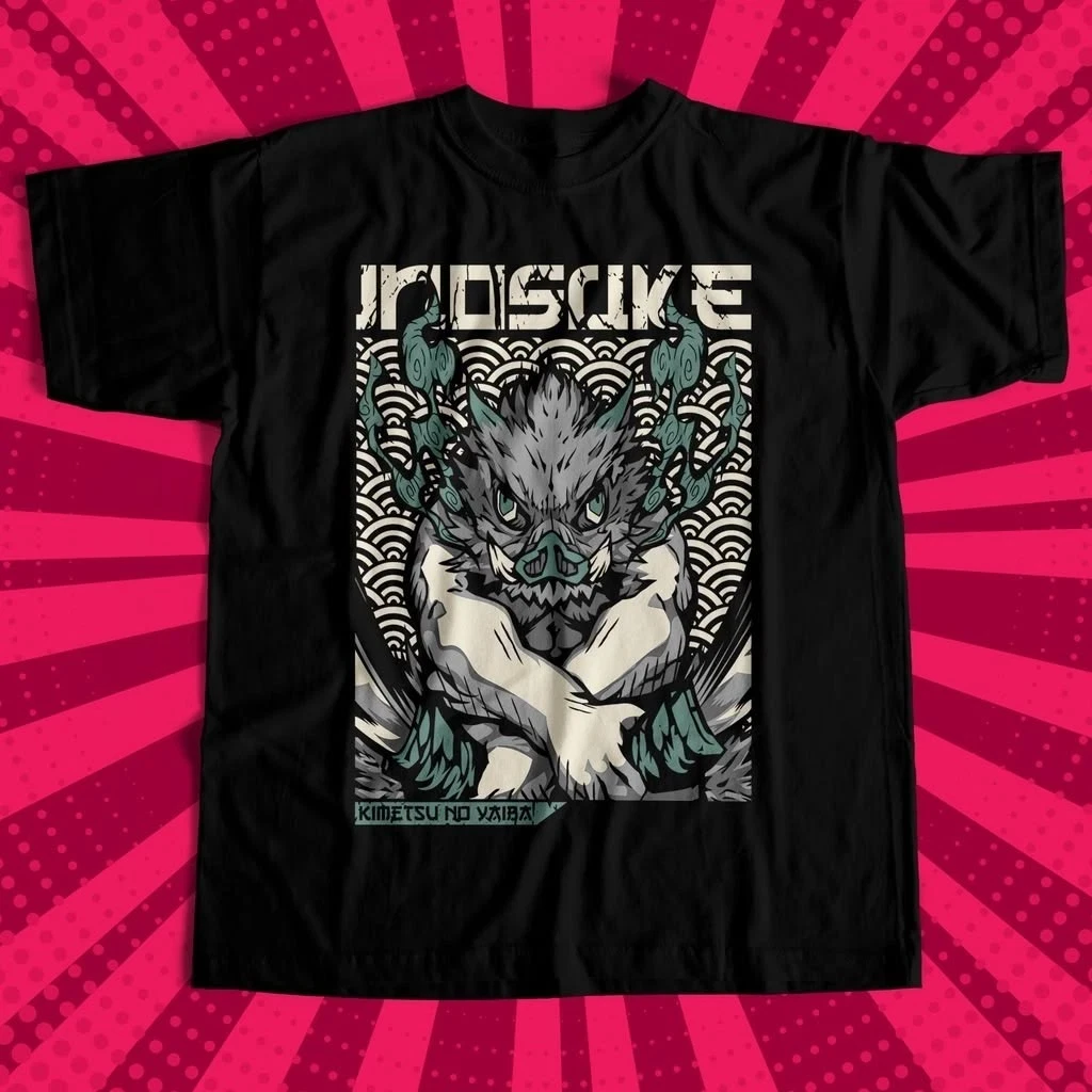Relaxing and ComfortableDemon Slayer Kimetsu No Yaiba INOSUKE Cartoon T-shirt 2026 New Cotton Summer for Men