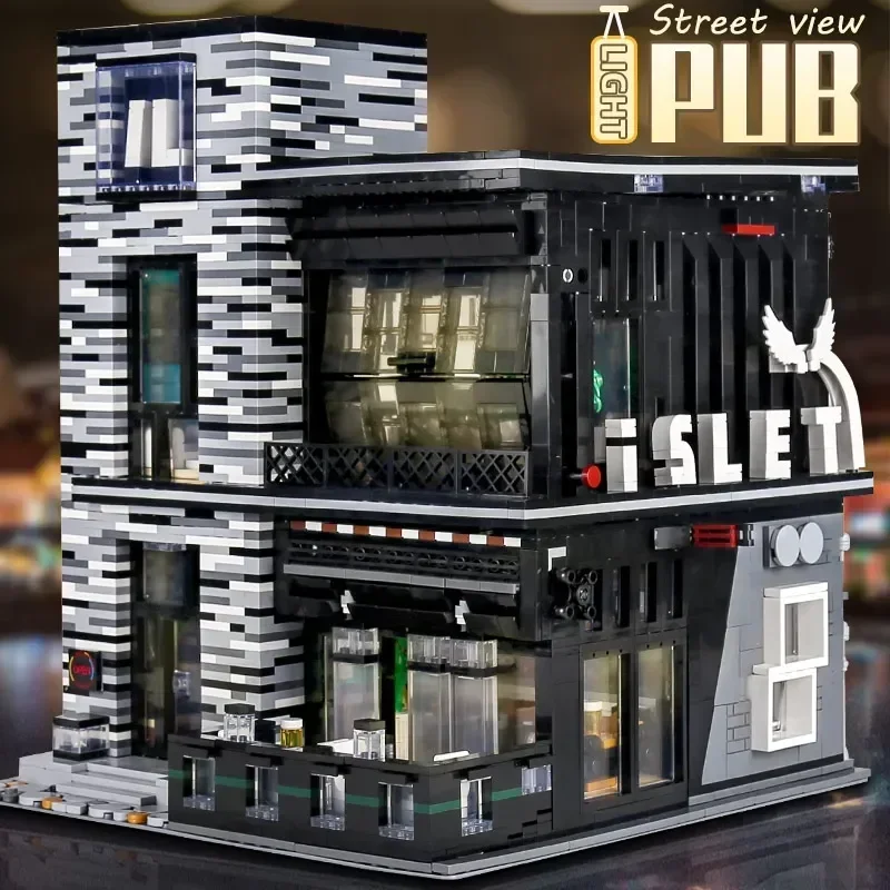

Креативный эксперт уличная сцена MOC паб Ресторан модульный ISLET Бар Кафе Магазин модель 3980 шт. строительные блоки игрушки для детей подарок