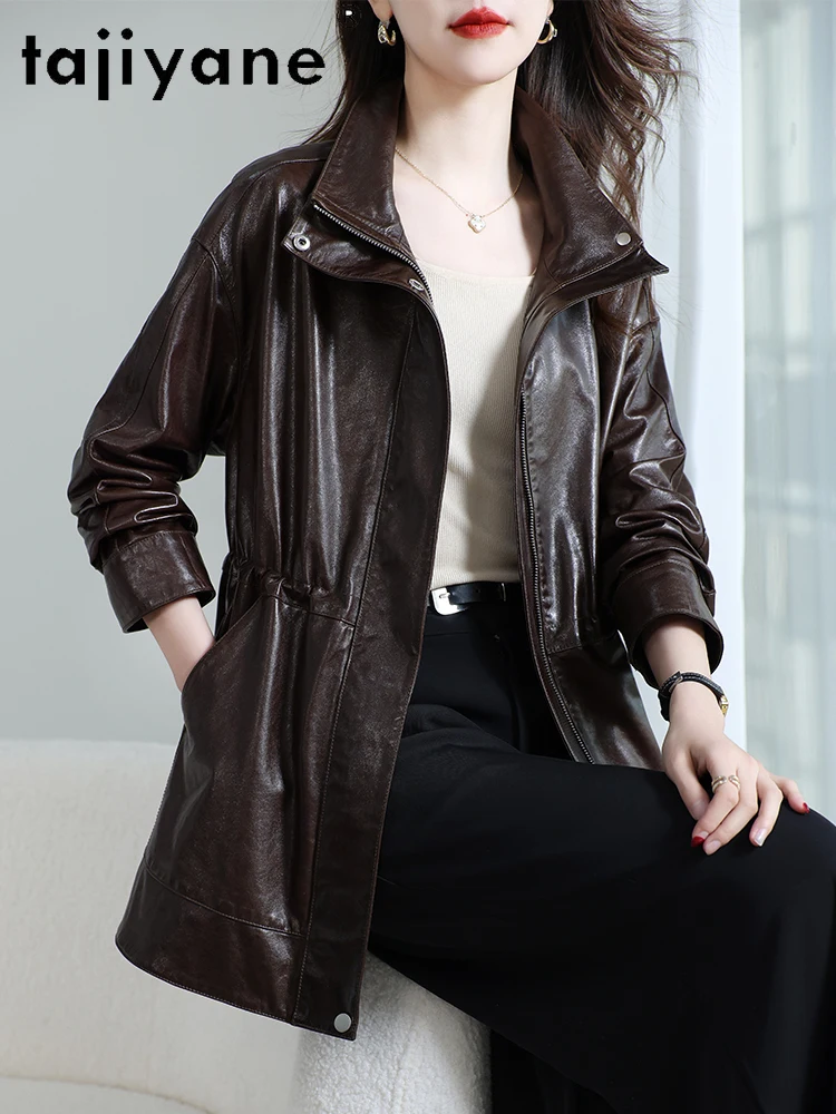 TAJIYANE 100% Top-grain Sheepskin Jacket Woman Mid-length Slim Genuine Leather Jackets Autumn Women Clothes 2025дубленка женская #3