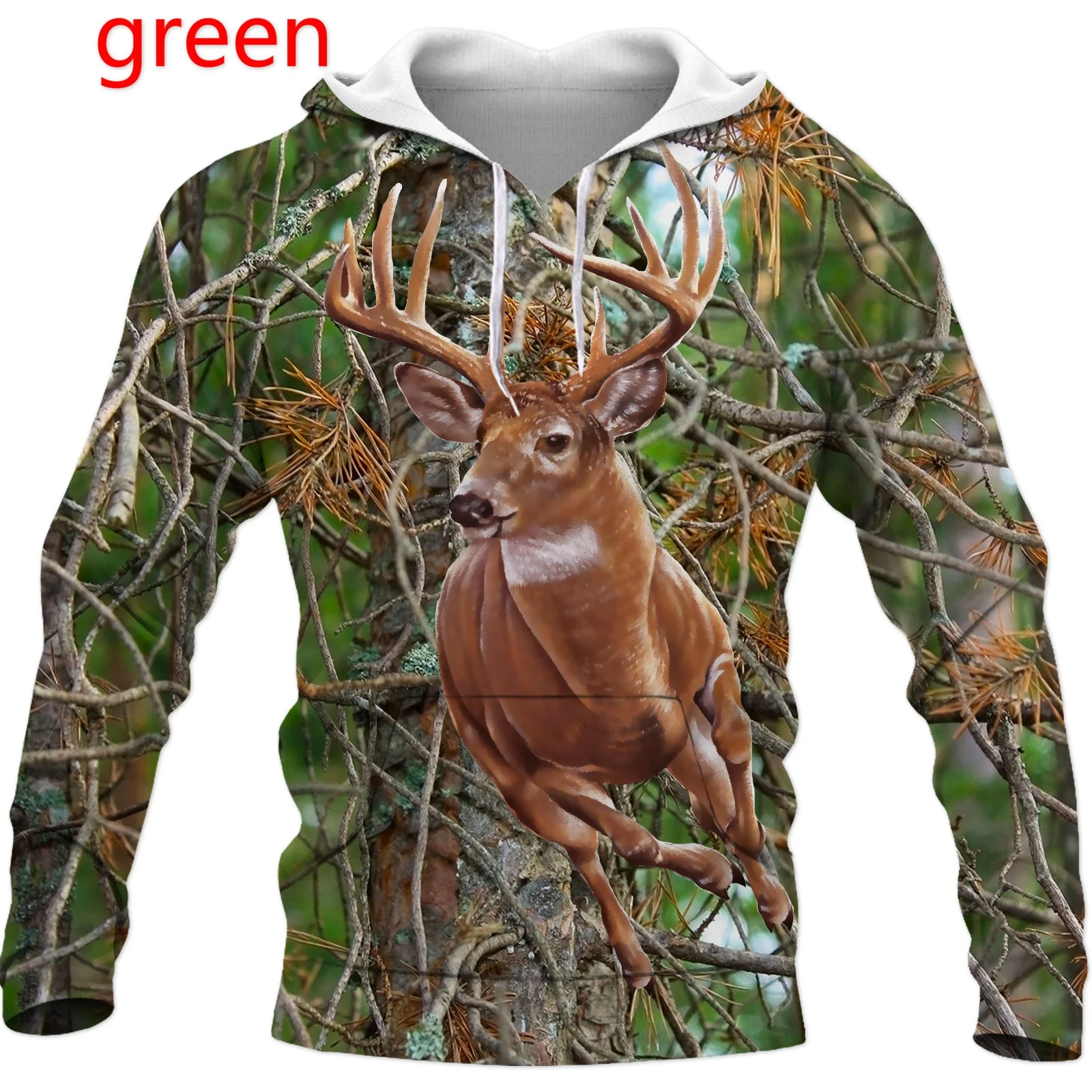 Newest Fashion Animal Deer Hunting 3D Printed Men Hoodies/sweatshirts Casual Streetwear Camo Hunter Hooded Pullover