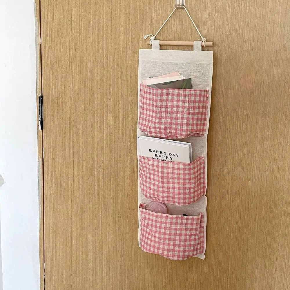 Convenient Plaid Pattern Hanging Bag Large Capacity Waterproof Storage Bag Ventilate Multifunctional Bags For Dormitory