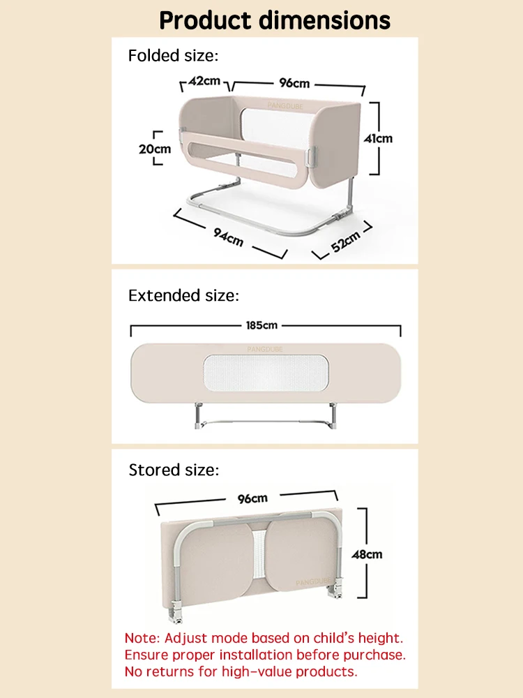 PANGDUBE Babynest Baby Bed-in-bed with Free Storage Bag&fixing Rope Kid Bed Guardrail Baby Bed Nest Baby Safety Bed Barrier