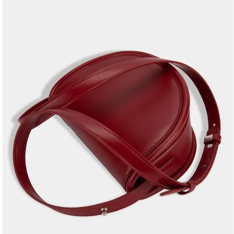 Half Round Saddle Bag Crossbody Bag Single Shoulder Wedding Red Bag High-end and Niche Women's New Style