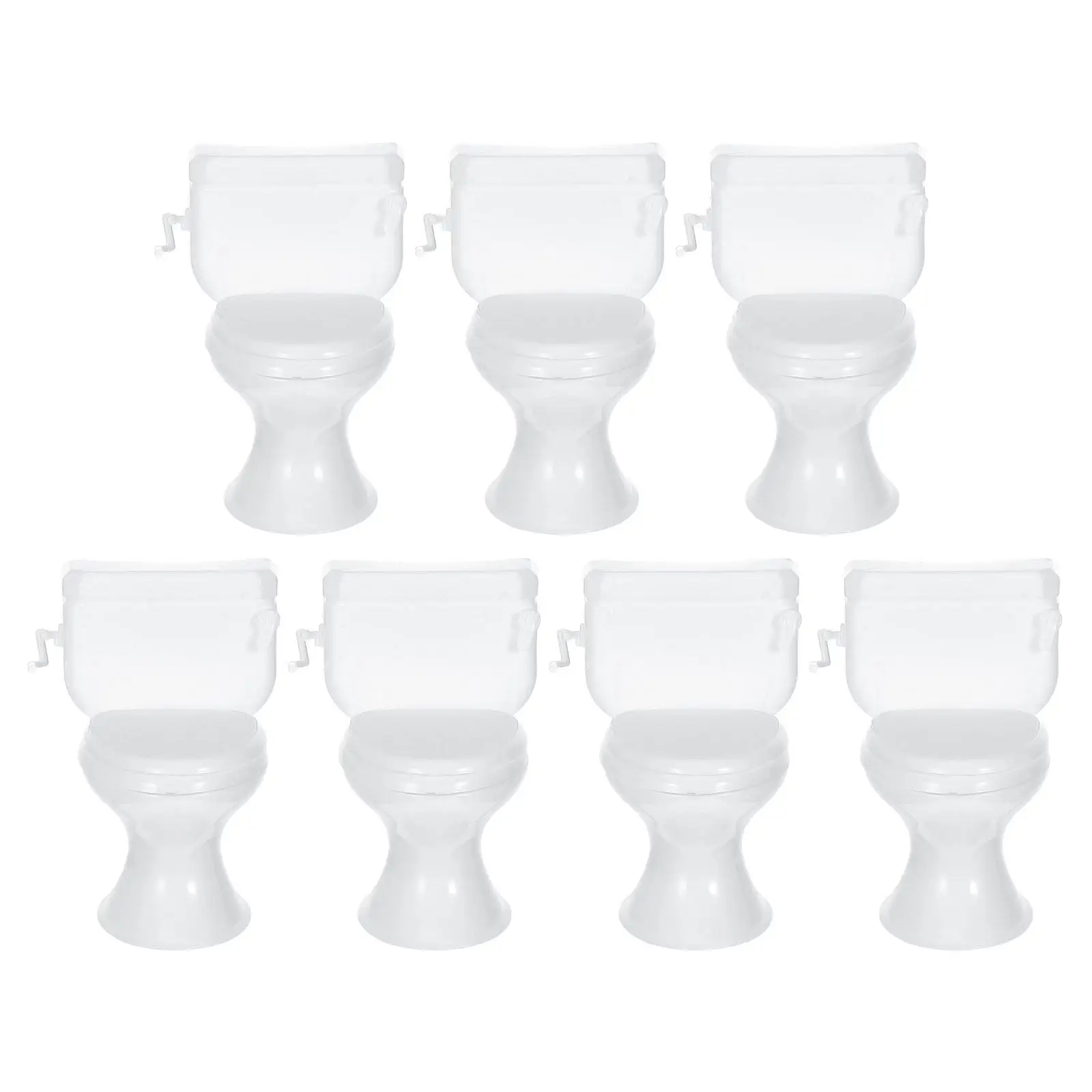 

7Pcs White Mini Toilet Set for Dollhouse Bathroom 1:12 Scale Realistic Compact Plastic Miniature Toilets for Authentic Tiny