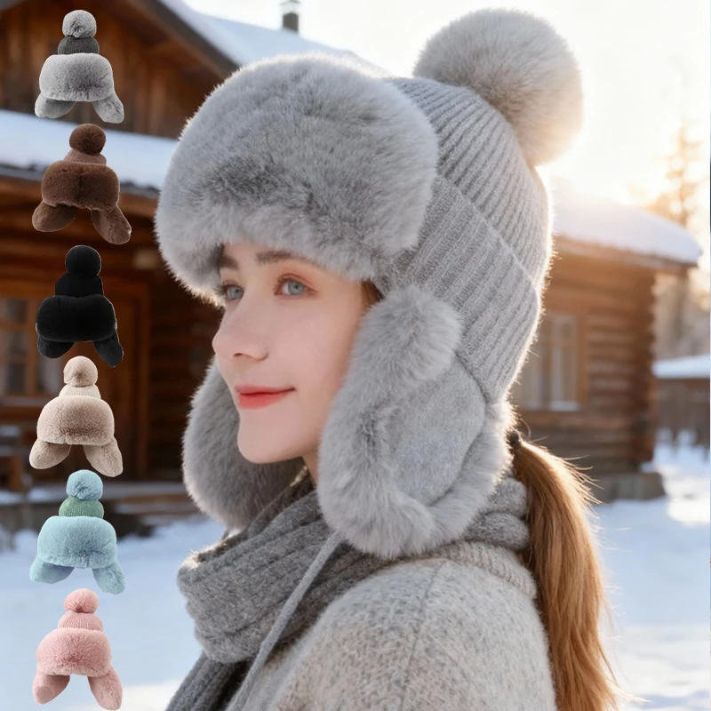 1 قطعة قبعات صغيرة محبوكة شتوية دافئة مع بوم بوم ، في الهواء الطلق يندبروف إضافة قبعة حماية الأذن الدافئة المترهل للرجال والنساء