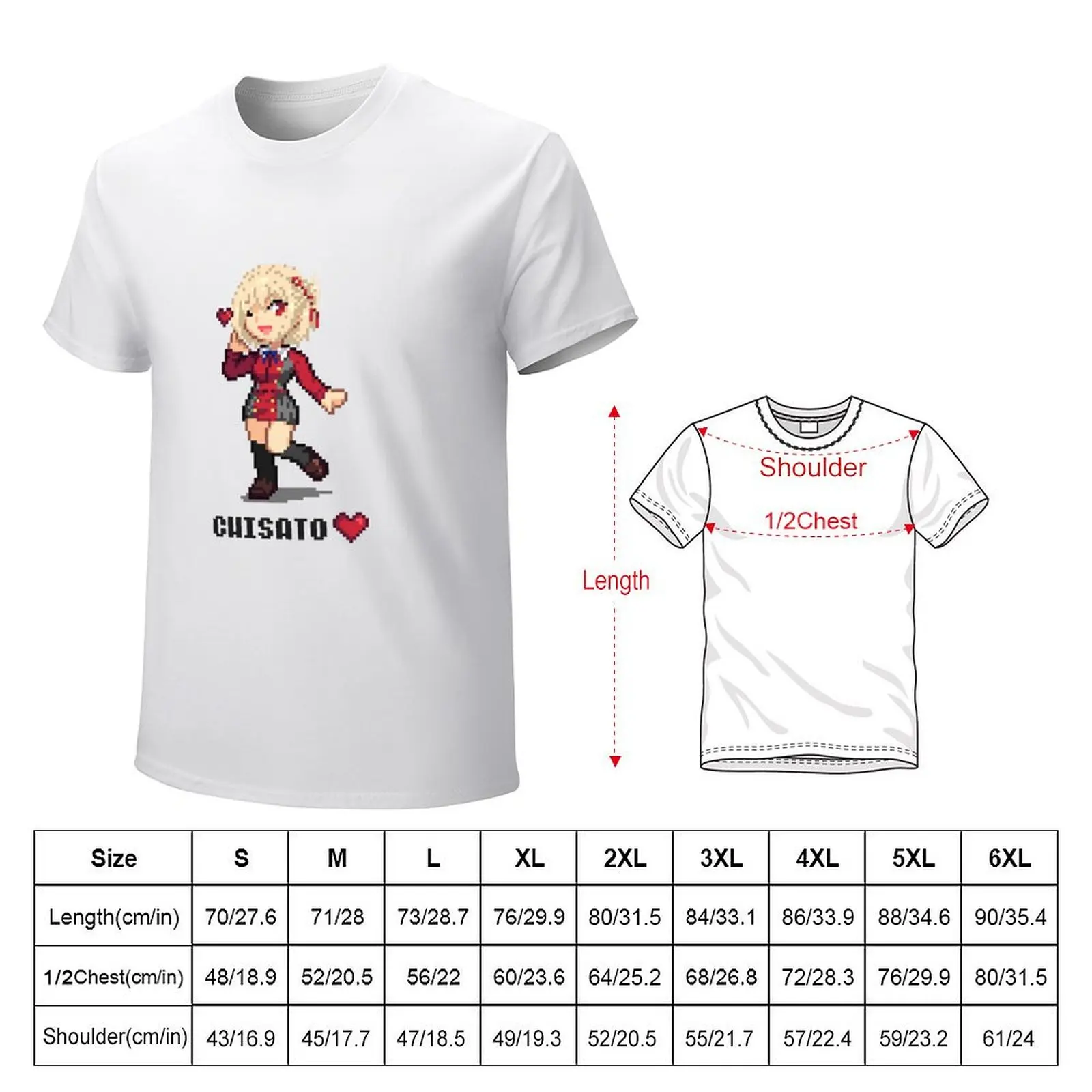 Pixel Chisato (Lycoris Recoil) T-shirt aesthetic clothes oversized blacks Aesthetic clothing men t shirt