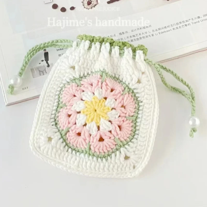 1pcs/Hermosos auriculares florales tejidos a mano, bolsos de billetera cero, bolsos de llaves exquisitos y encantadores regalos