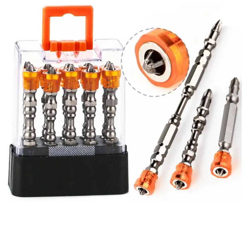 

10Pcs 65/110mm Screwdriver Head Set High Hardness with Magnetic Ring Phillips Screwdriver Bits Strong Magnetic S2 PH2