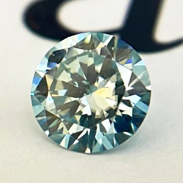 

Moissanite Stone Gemstone Round Cut Aquamarine Colour Lab Created Diamond Advanced Jewelry Making Materials with GRA Certificate