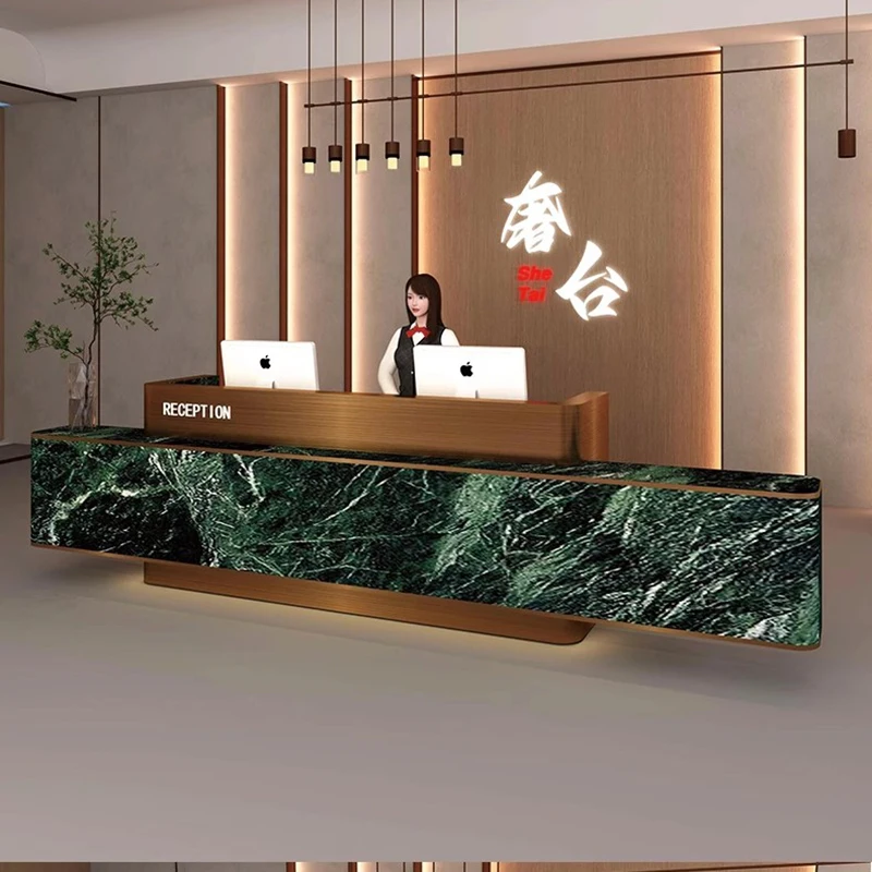 Aesthetic Company Reception Desks Modern Shelves Beauty Luxury Desks Unique Hotel Display European Mostrador Lounge Furniture