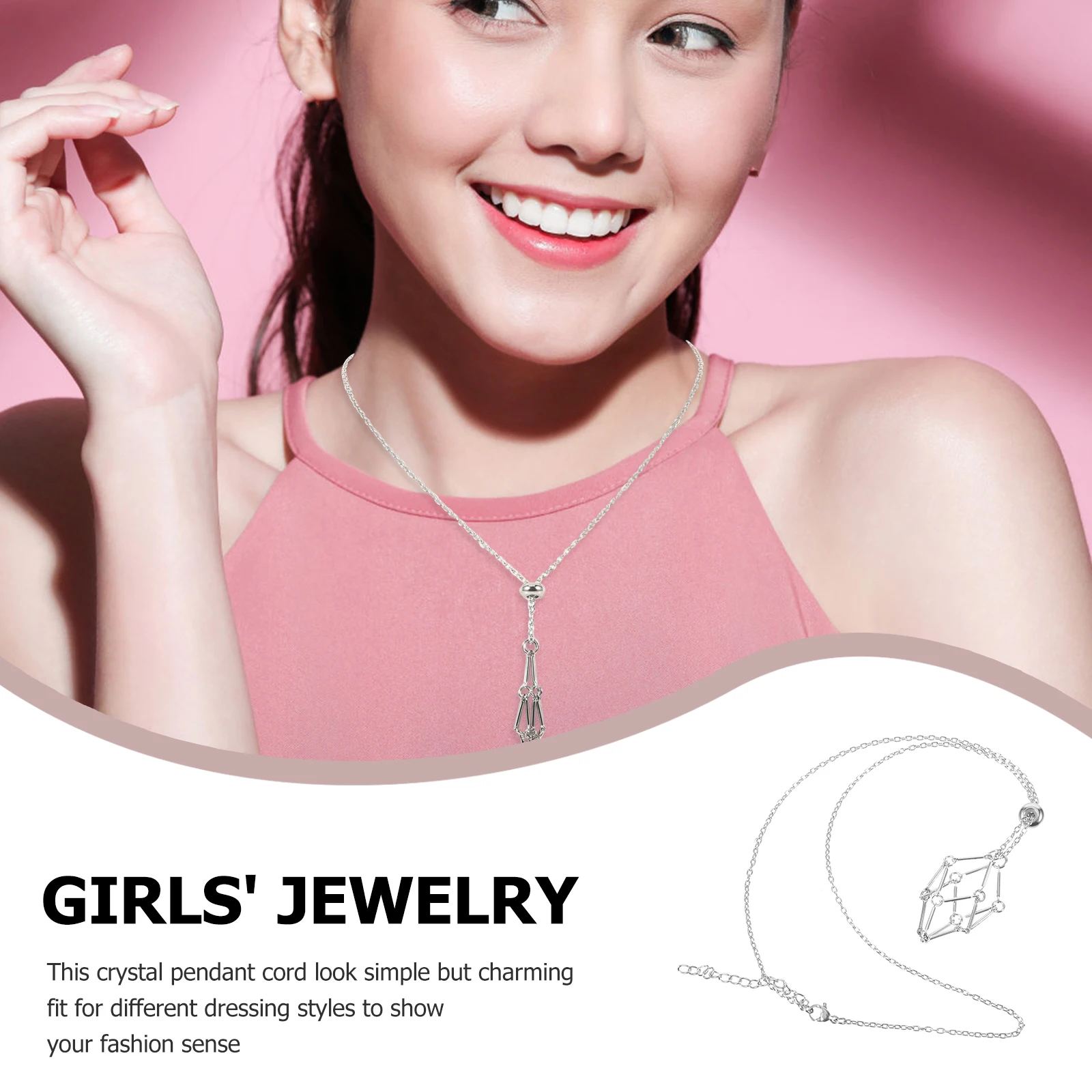 Stainless Steel Metal Necklace For Women Men Stone Collecting Holder Interchangeable Crystal Holder Cage Necklace image 2