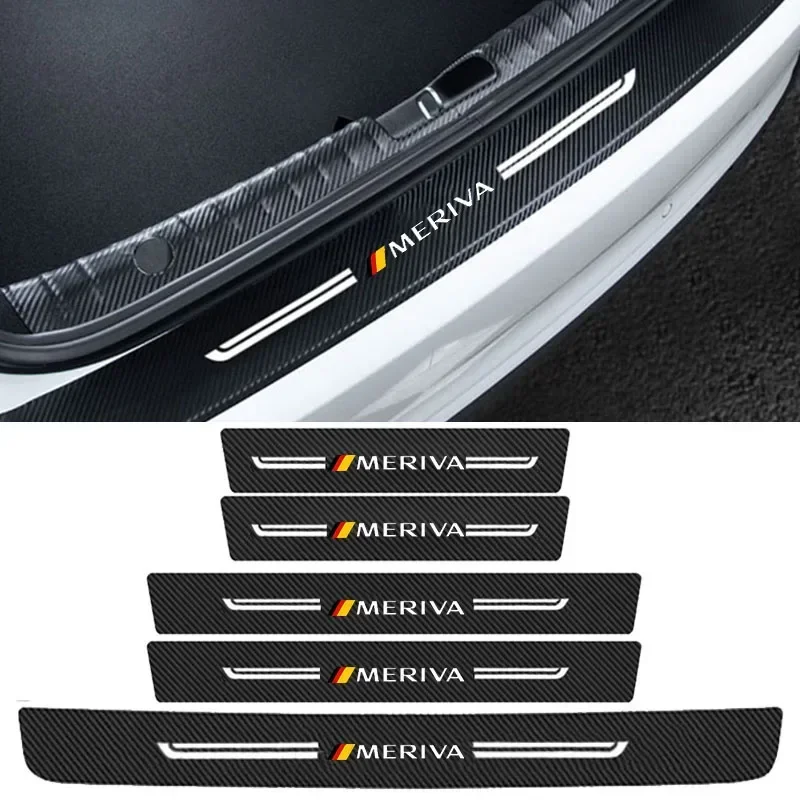 Carbon Fiber Protective Film Door Threshold Decals for Mokka Car Welcome Pedal Scuff Plate Sill Stickers Accessories For Opel