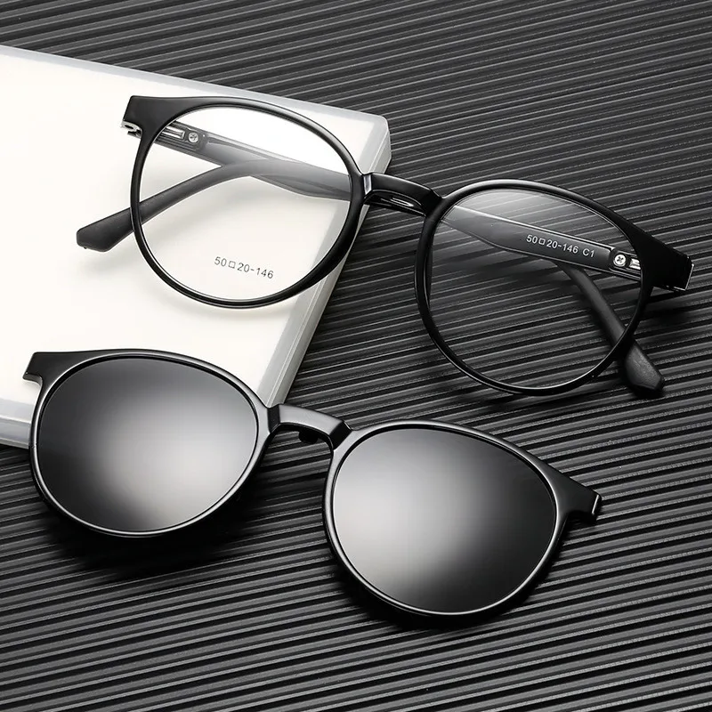 Magnet Women Eyeglasses Full Rim Metal Optical Frame Prescription Spectacle Myopia Vintage Eye Glasses Round Purple Sunglasses