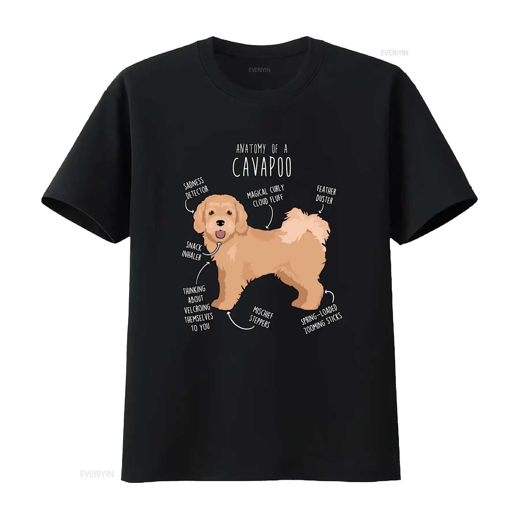 Cavapoo T Shirt Funny Tan Dog Lover Cute Cavoodle Doodle Poodle Mix Cross Pet Mom Dad Anatomy Design vintage Washed streetwear