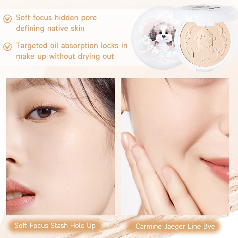 بودرة مضغوطة غير لامعة، بودرة إعداد المكياج، تغطية طويلة الأمد، تحكم في اللمعان ونغم البشرة الناعمة