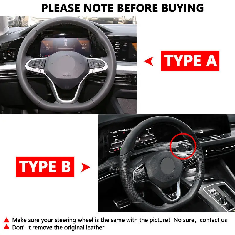 Zöpfe am Auto lenkrad für VW Golf 8 mk8 Golf R gti 2020 2021 Atlas Jetta Sharan Passat B9 Tiguan perforierte Lederbezug – Detail 1
