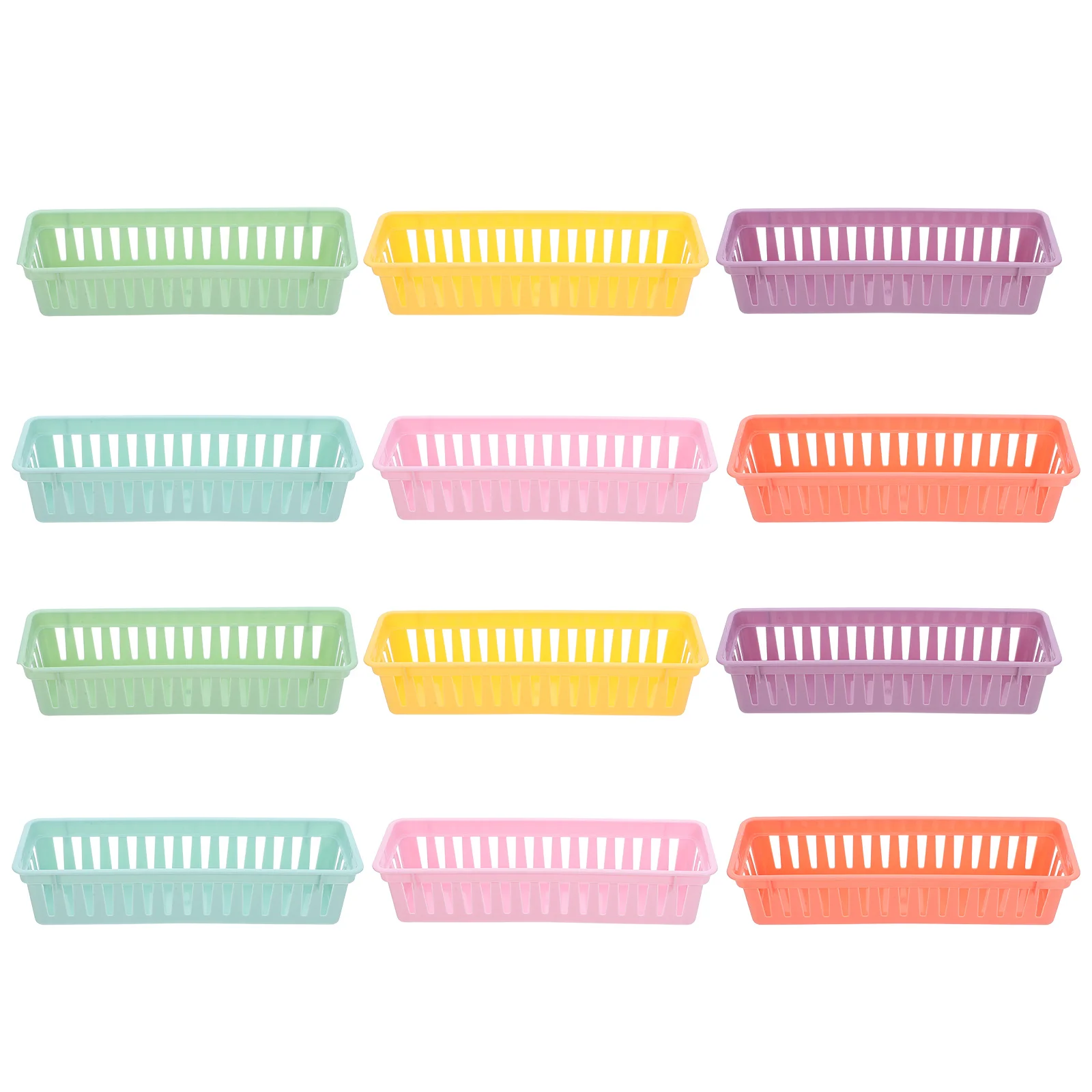 12pcs Plastic Pencil Organizer Bins For Desk Classroom Storage Stationery Holder Pen Basket Tray Office Study Organizer