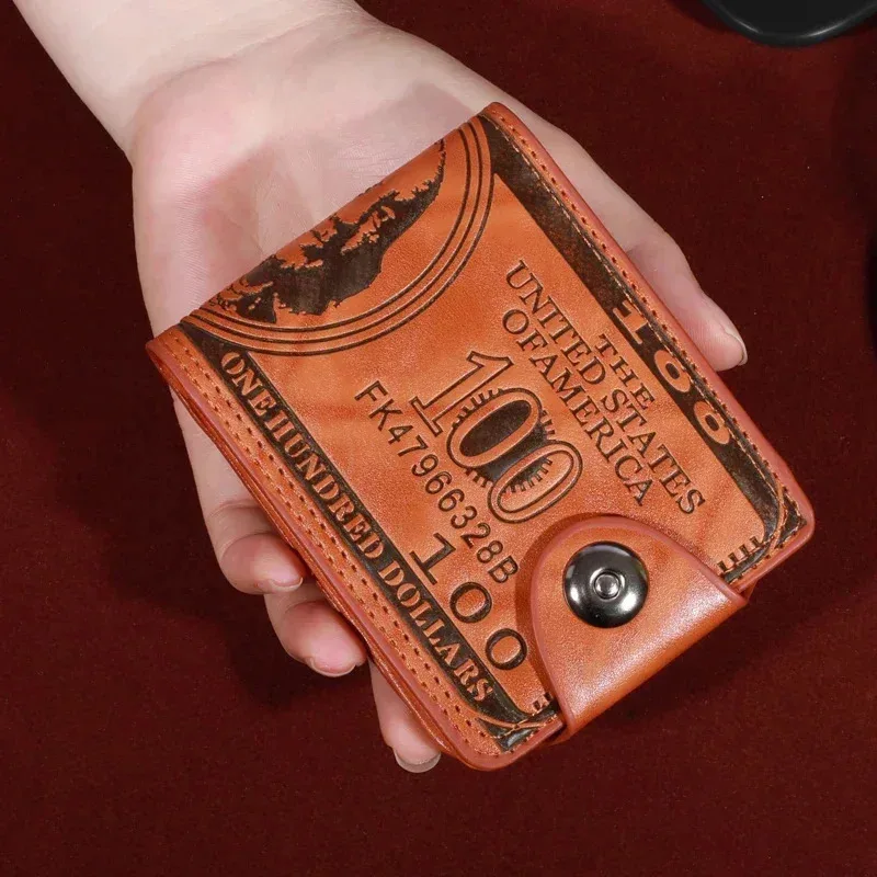 New Men's Trendy Leather Wallet with USD Print Multiple Card Holders High Capacity