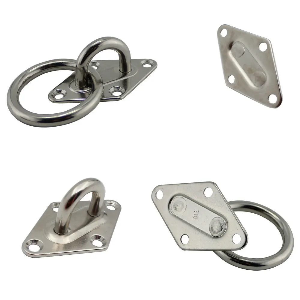 5/6/8/10MM Marine Grade SUS316 Stainless Steel Diamond Pad Eye Plate with or without Ring for Boat Yacht