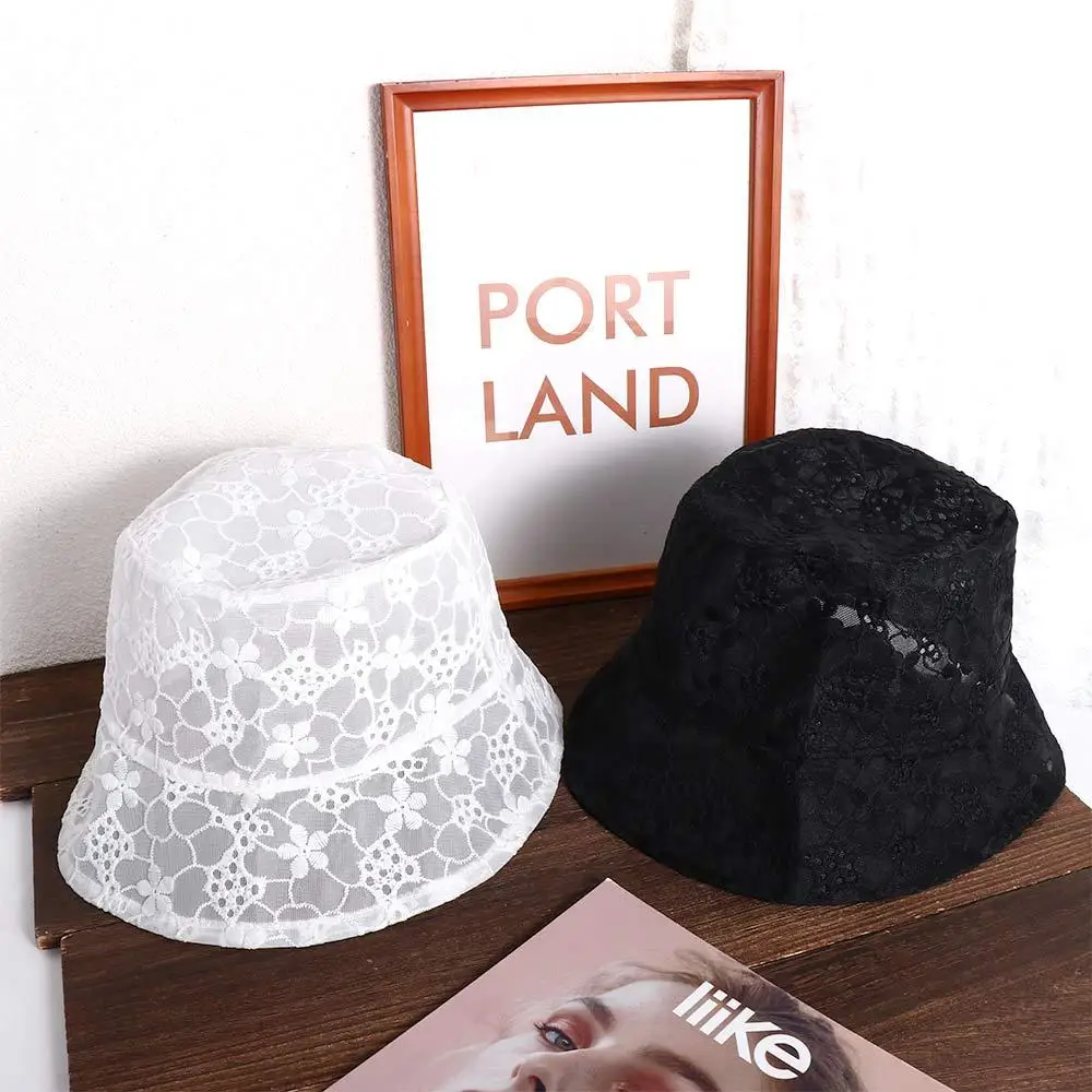 

Foldable Simple Korean Flower Hollow Summer Hat Mesh For Women Basin Sun Cap Female Hats Lace Bucket Hat Sun Hat