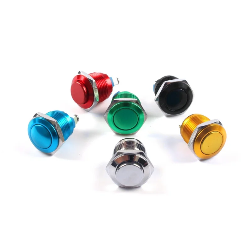 Interruttore a pulsante in metallo color ossidato da 12 mm, ripristino automatico, pulsante di avvio impermeabile, ossido di alluminio