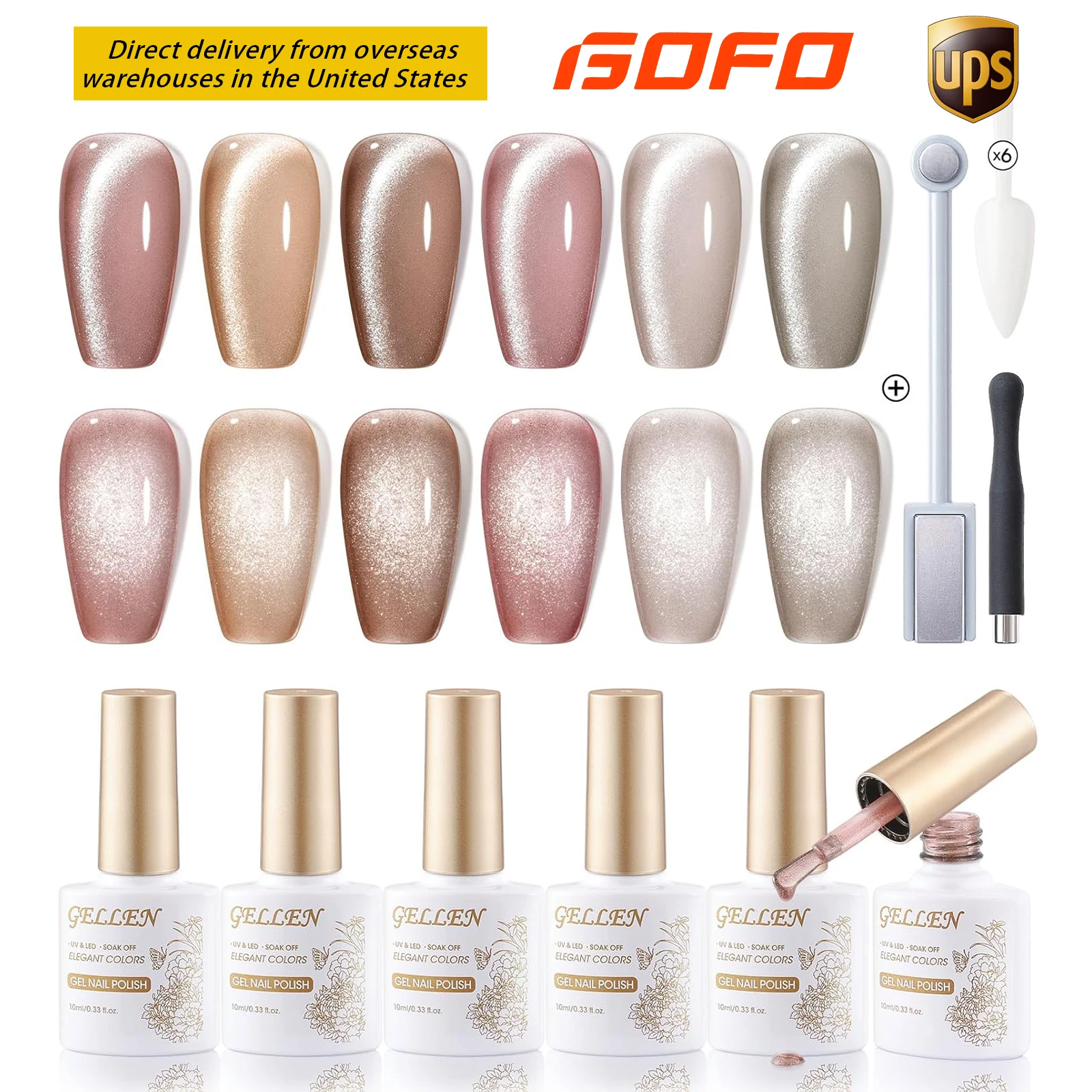 

Набор гель-лаков GELLEN, 10 мл, 6 шт., молочно-белый, розовый, коричневый, снимаемый, для УФ/LED ламп, эффект «кошачий глаз», набор для нейл-арта, подарки на Рождество и День рождения
