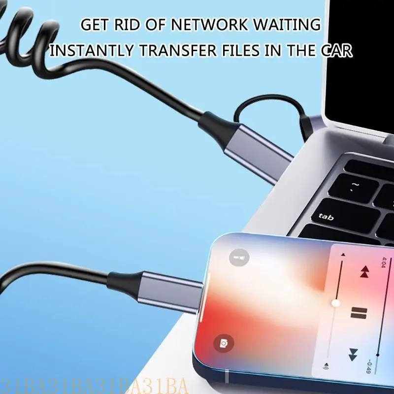 سلك كابل شحن USB C قابل للسحب مع شاشة عرض طاقة رقمية مقاومة للاهتراء مناسبة لبيانات الشحن السريع من النوع C #3