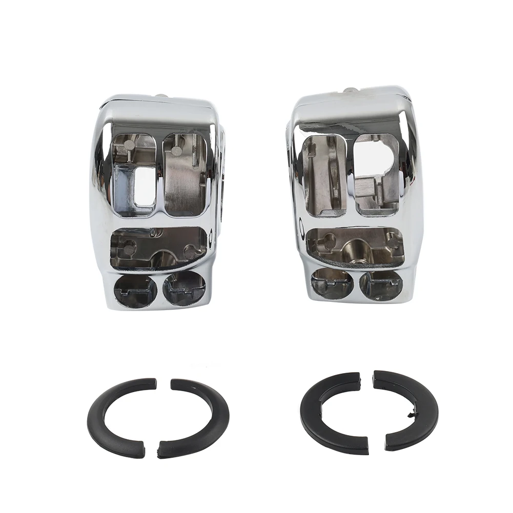 2Pcs Motorcycle Switch Button Housing Cover Bar Hand Control Aluminum Chrome 71500185 For Harley Touring Trike Models 2014-up