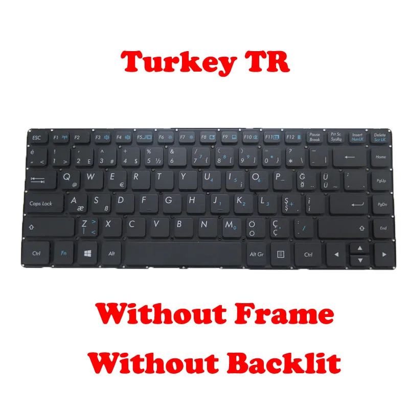 Laptop Keyboard For Getac V138418DS1 V00 TR-RO 531087680959 Turkey TR Without Backlit Black No Frame New