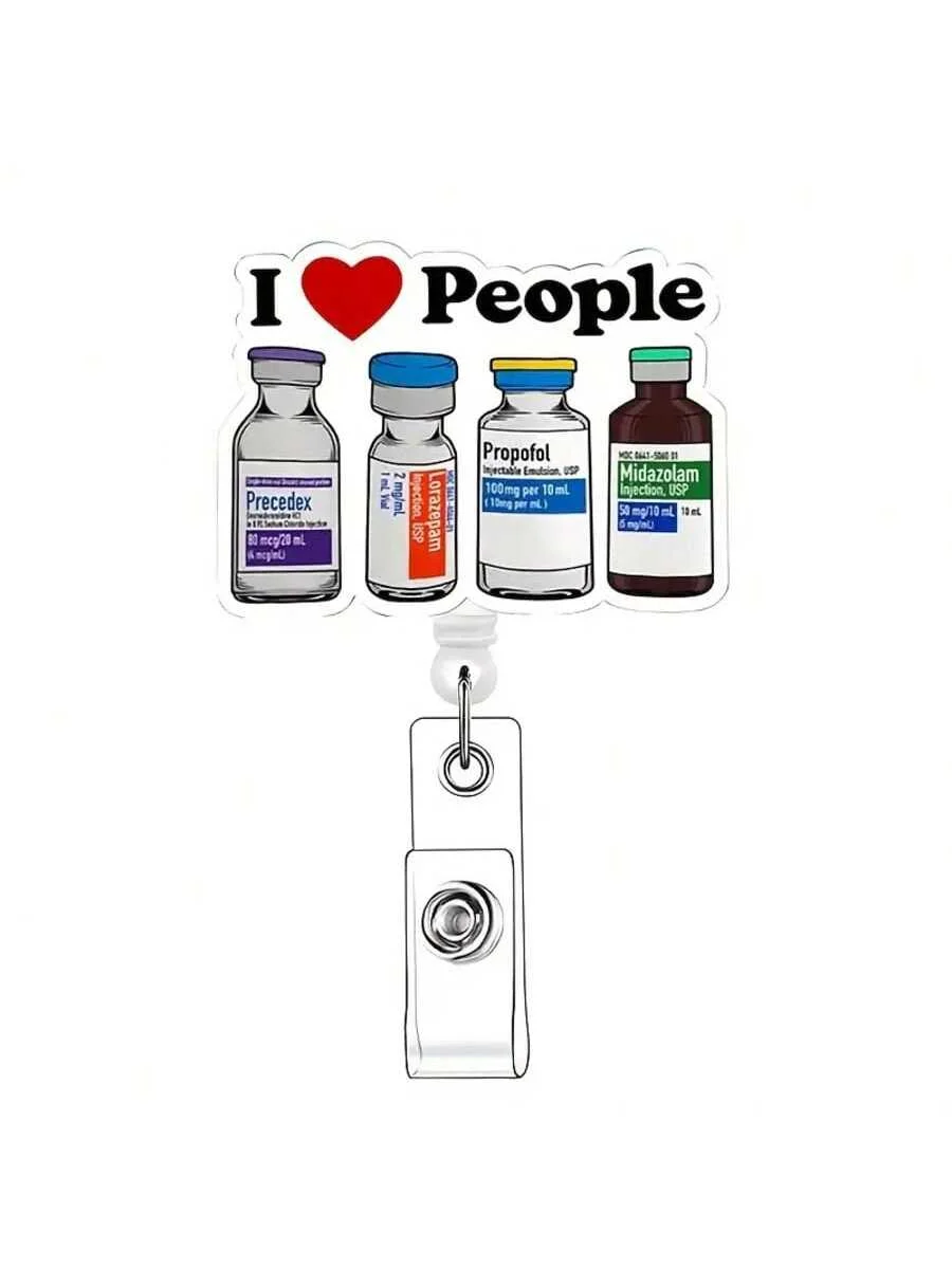 Cordón retráctil plano 2d para tarjeta de identificación de enfermera, 1 unidad, con hebilla, hecho de material acrílico duradero y diseñado con Patt uniforme de enfermera