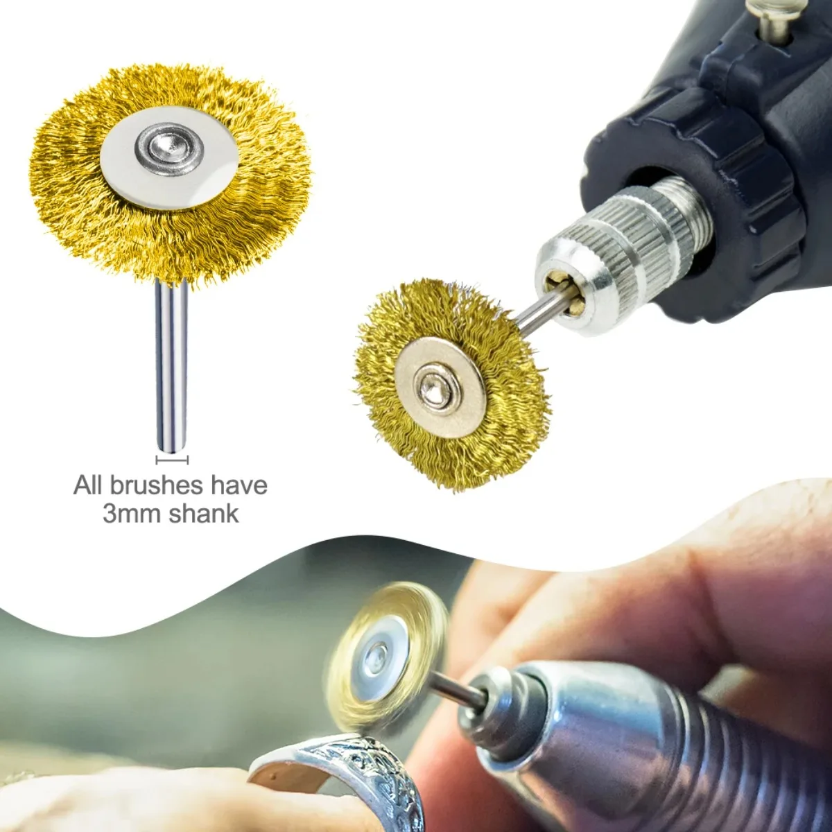 45PCS Metal Polishing Wheel Steel Wire Brass Wheel Cup Brush Set 3mm Shank for Dremel Rotary Tool Acceossires