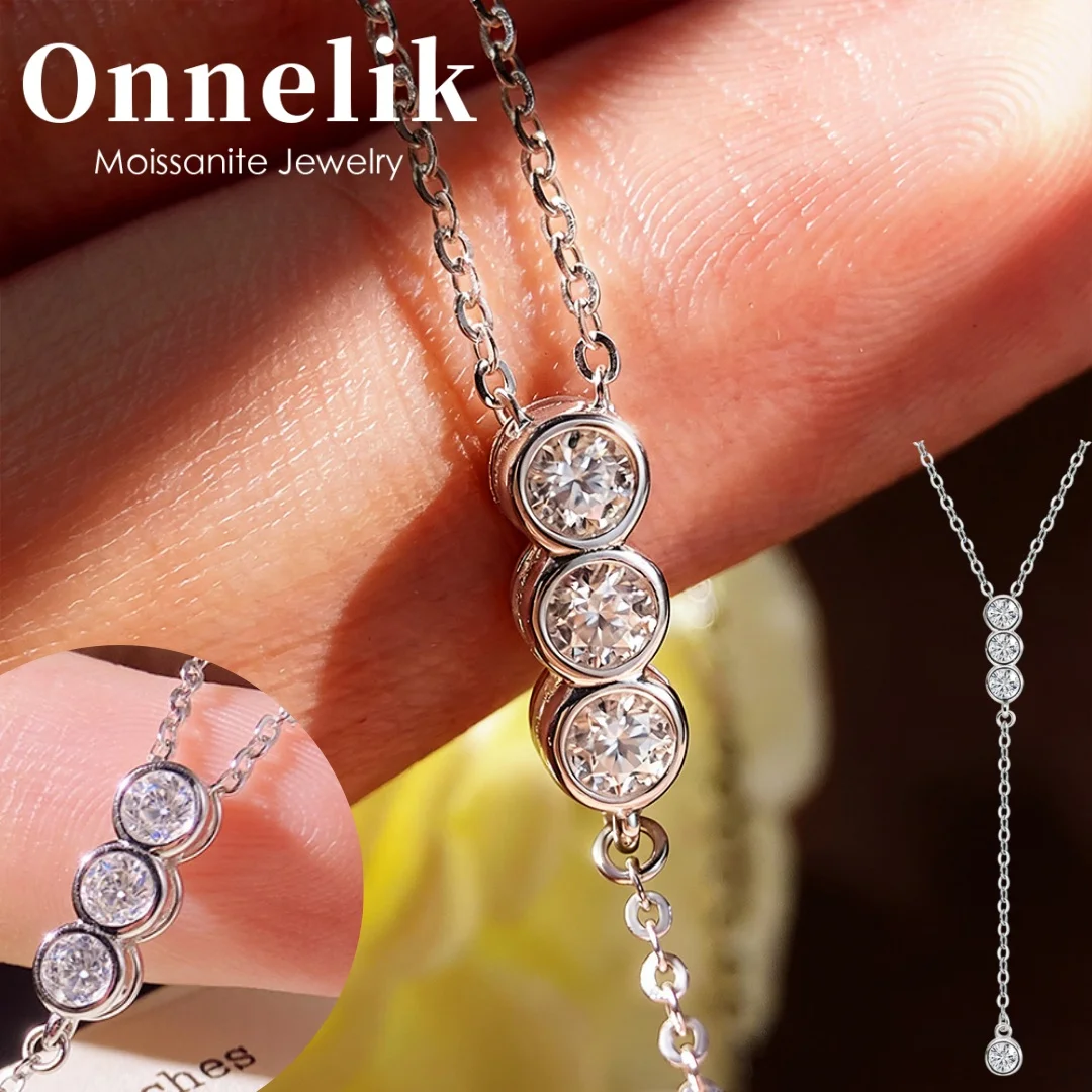 

Ожерелье-цепочка Onnelik 3 мм/5 мм с муассанитом, 100% стерлинговое серебро S925, для вечеринок и свадеб, изысканные ювелирные украшения для женщин